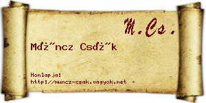 Müncz Csák névjegykártya